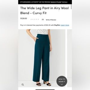 Ann Taylor Wide Leg Curvy Pant - Teal (Size 12 Curvy)